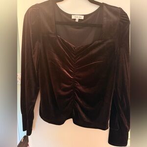 Another Love Velvet Ruched Blouse - Deep Purple